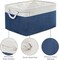 Summer Collapsible Storage Basket for Shelves - Large 3 Pack 16x12x8 inch Storage Basket for Organizing with Handles, Canves Storage Box for Organizer Toy Closet Cloth Gift (White & Jean Blue)
